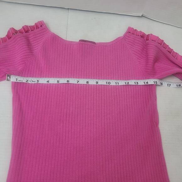 Y2K Ribbed Knit Long Sleeve Top Laced Caged Sleeves Silk Blend Large - Picture 5 of 9